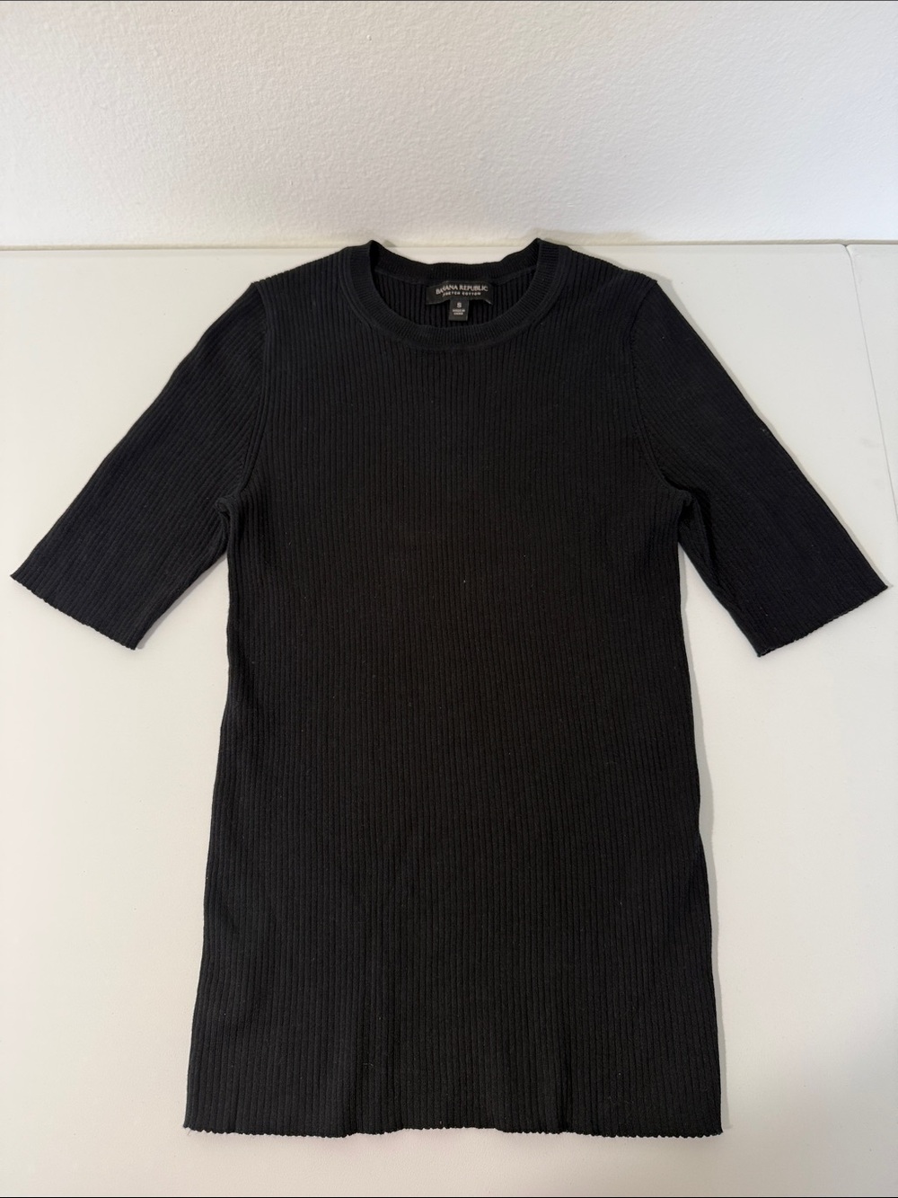 Banana Republic RIBBED STRETCH-COTTON CREW-NECK T-SHIRT Sz S